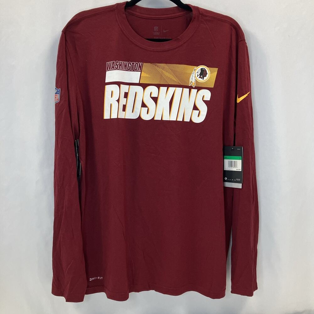 Washington Redskins NFL Burgundy Nike Tee Long Sleeve Shirt Dri-Fit Men's XL